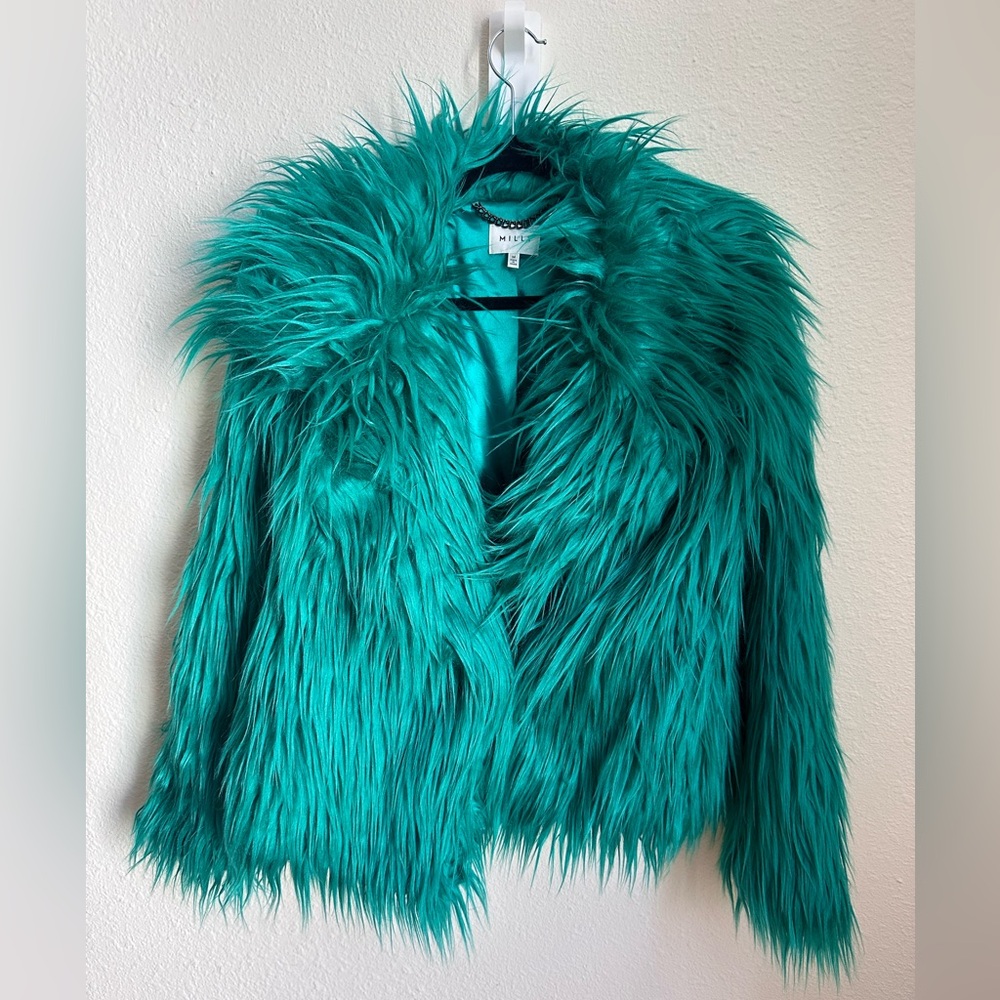Milly Green Faux Fur Jacket